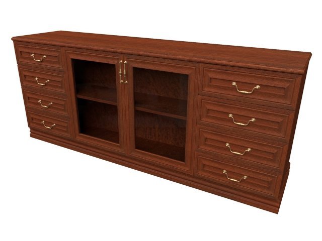 Трёхсекционный тумба-комод для гостиницы 185х46х73 см - «Comfort Deco», Орех